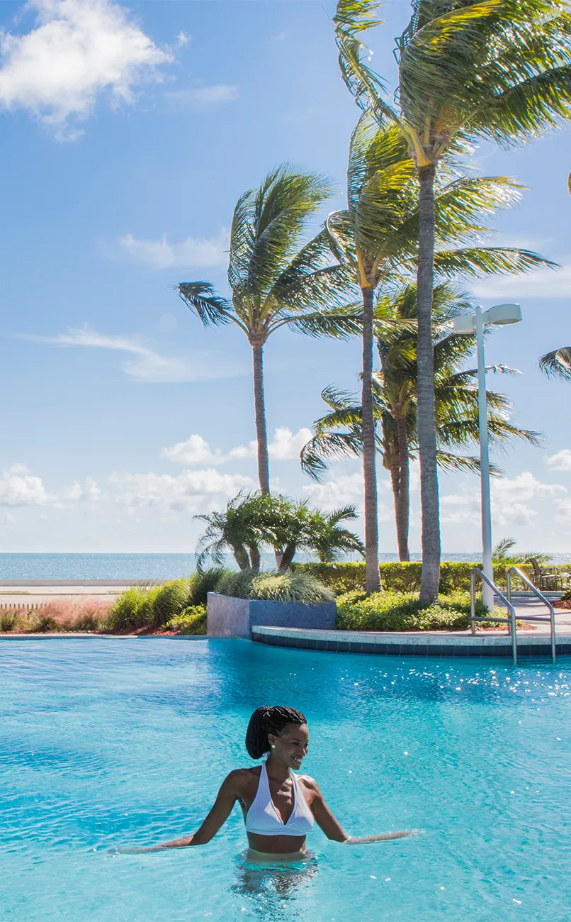Woman in the pool at Hyatt Vacation Club at Windward Pointe, Key West