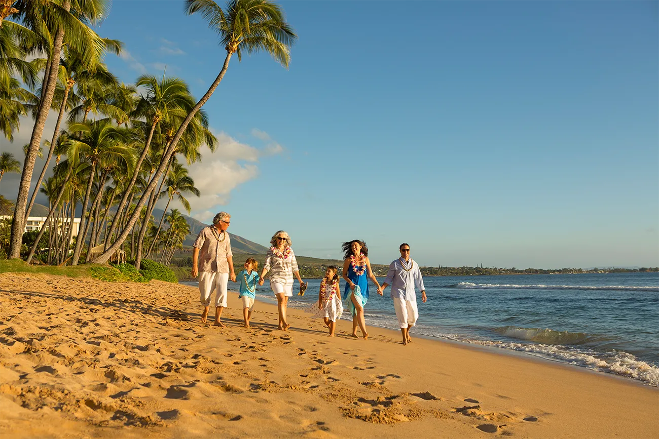 Children running on the beach