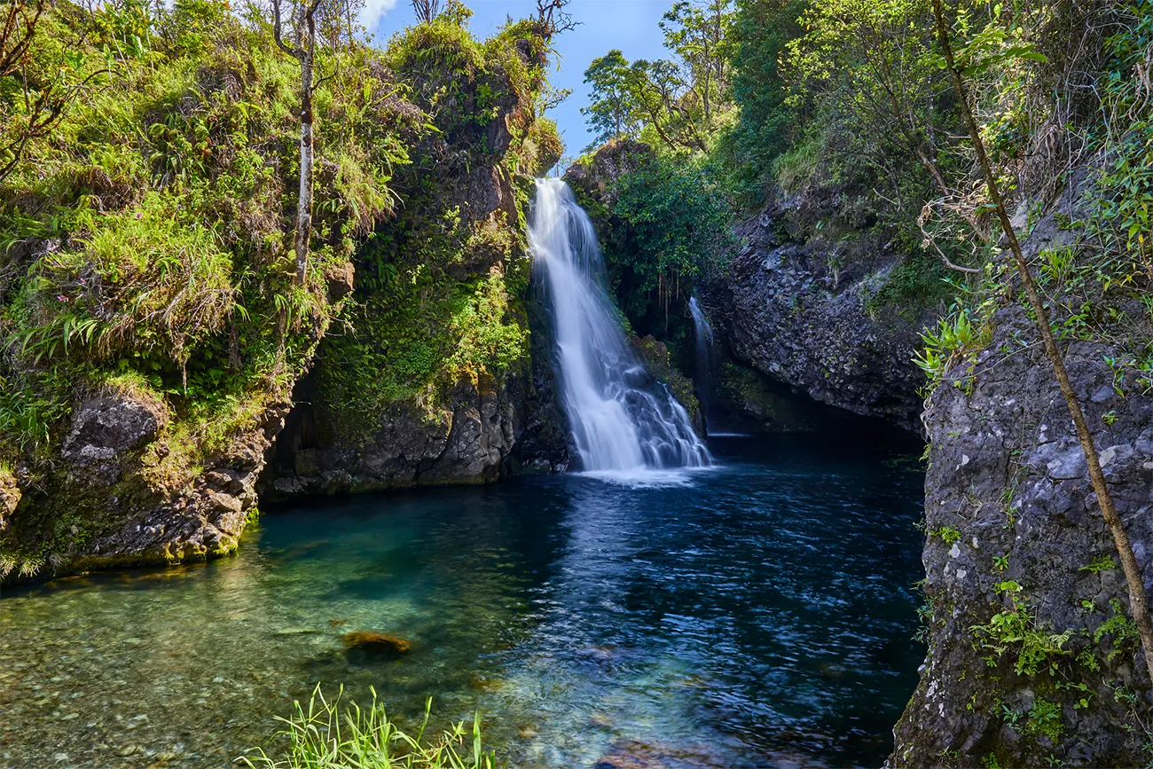 Waterfall in lush surroundings