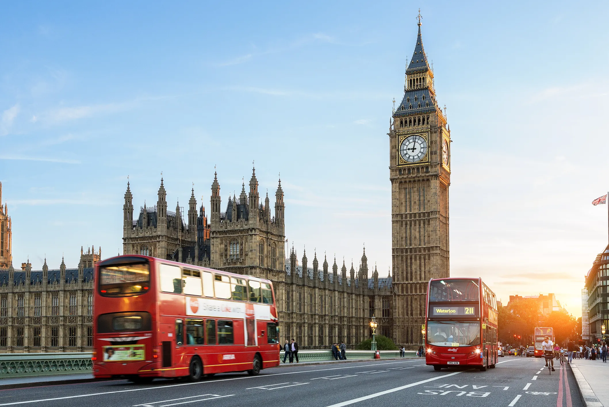 Palace of Westminster and Big Ben viewed from across the River Thames.