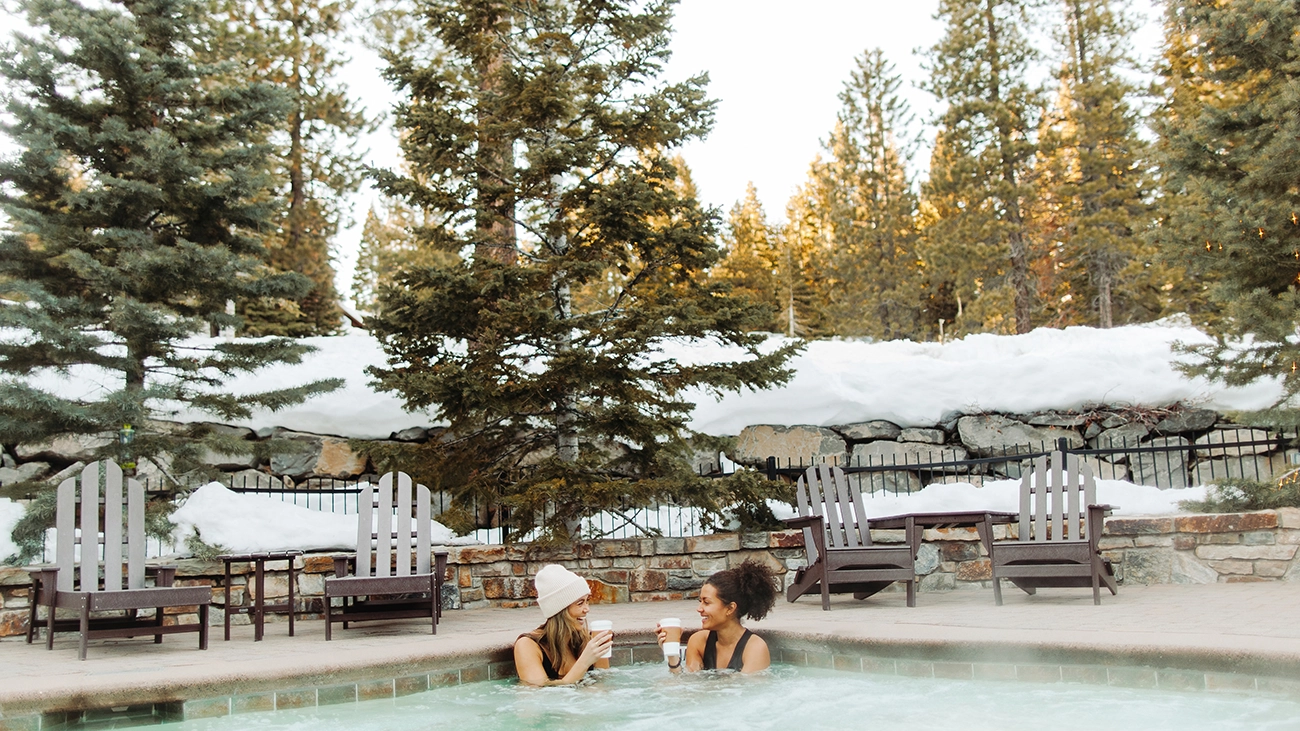 Two people in whirlpool spa at Hyatt Vacation Club at Northstar Lodge