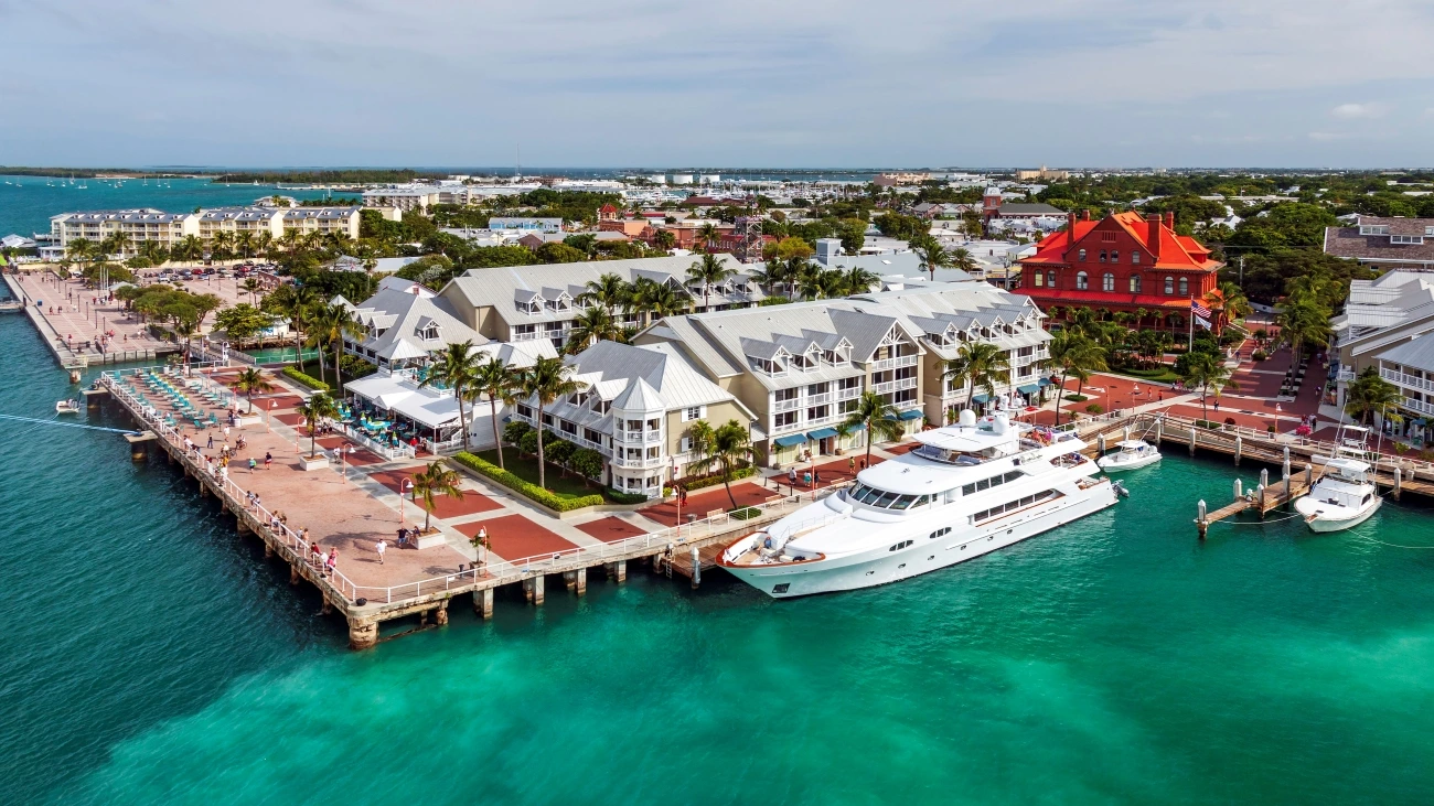 Aerial view of Mallory Square in Key West, Florida