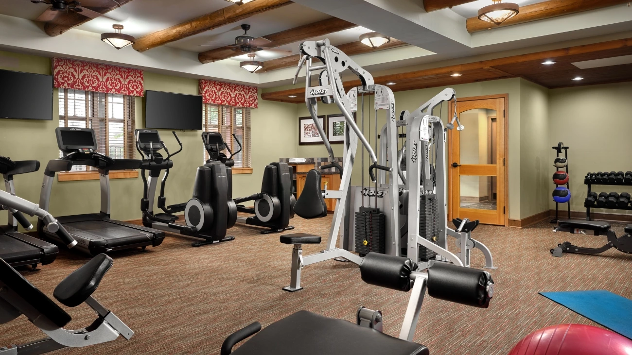 Fitness center at a resort with exercise equipment