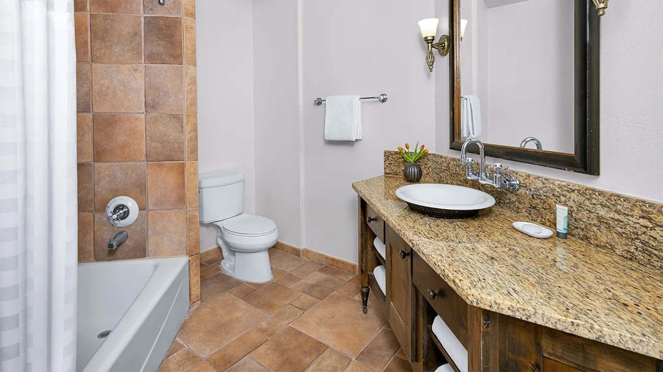 Guest bathroom in the 2-bedroom villa at Wild Oak Ranch