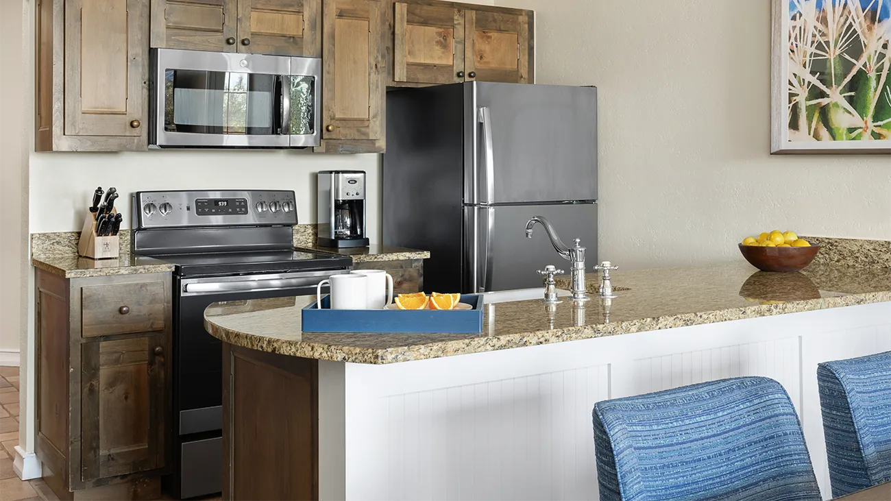 Kitchen in the 2-bedroom villa at Wild Oak Ranch