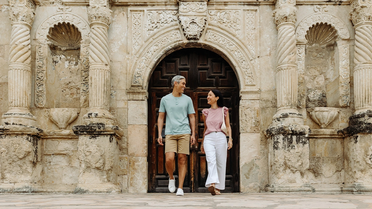 A couple walking in San Antonio area